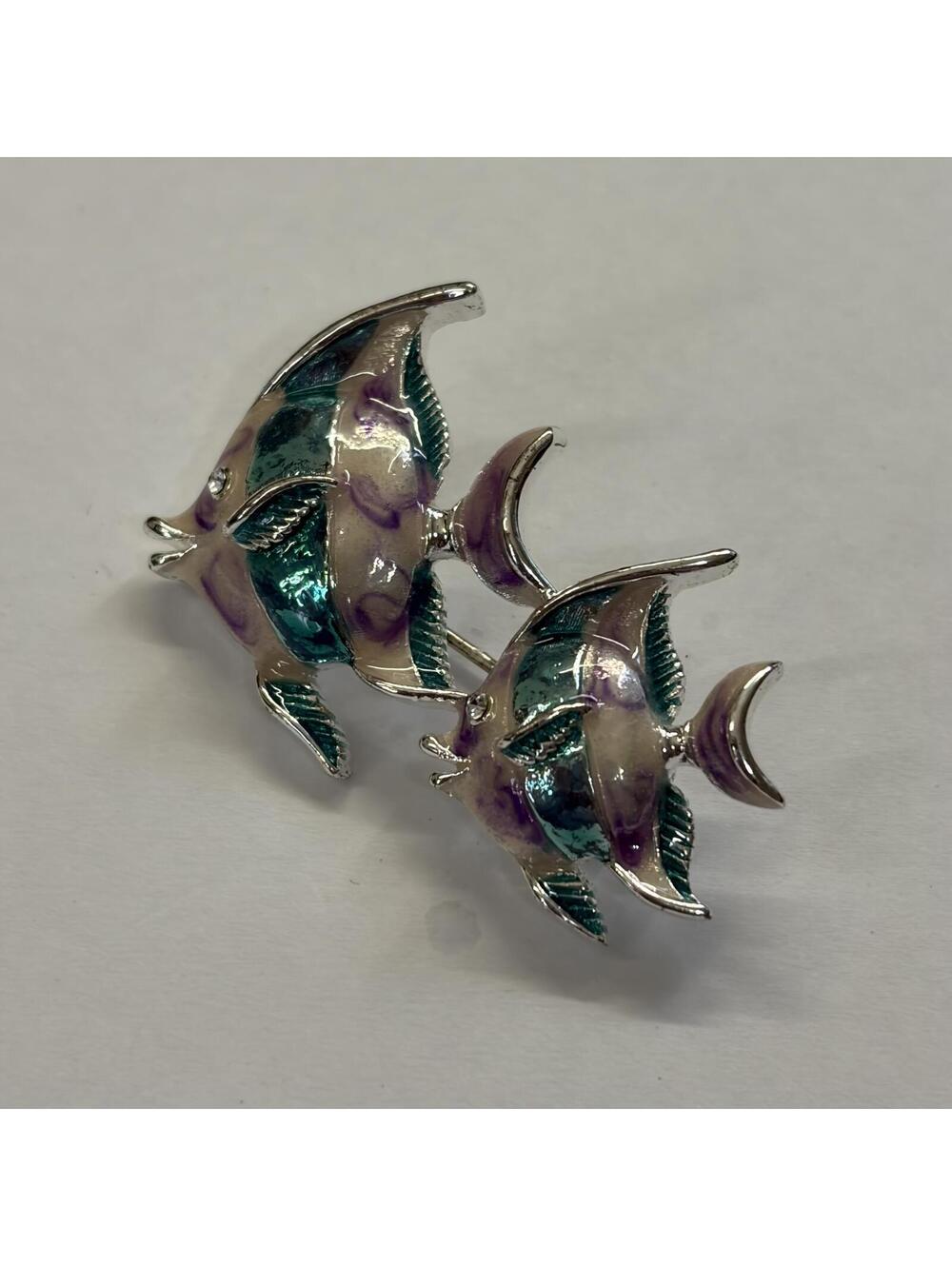 Angel fish enamel fish brooch vintage 90s